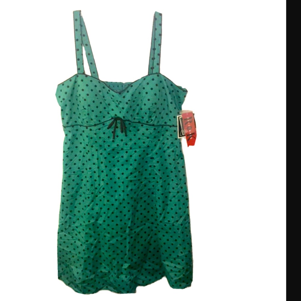NEW 16 R&K ORIGINALS AQUA POLKA DOT DRESS